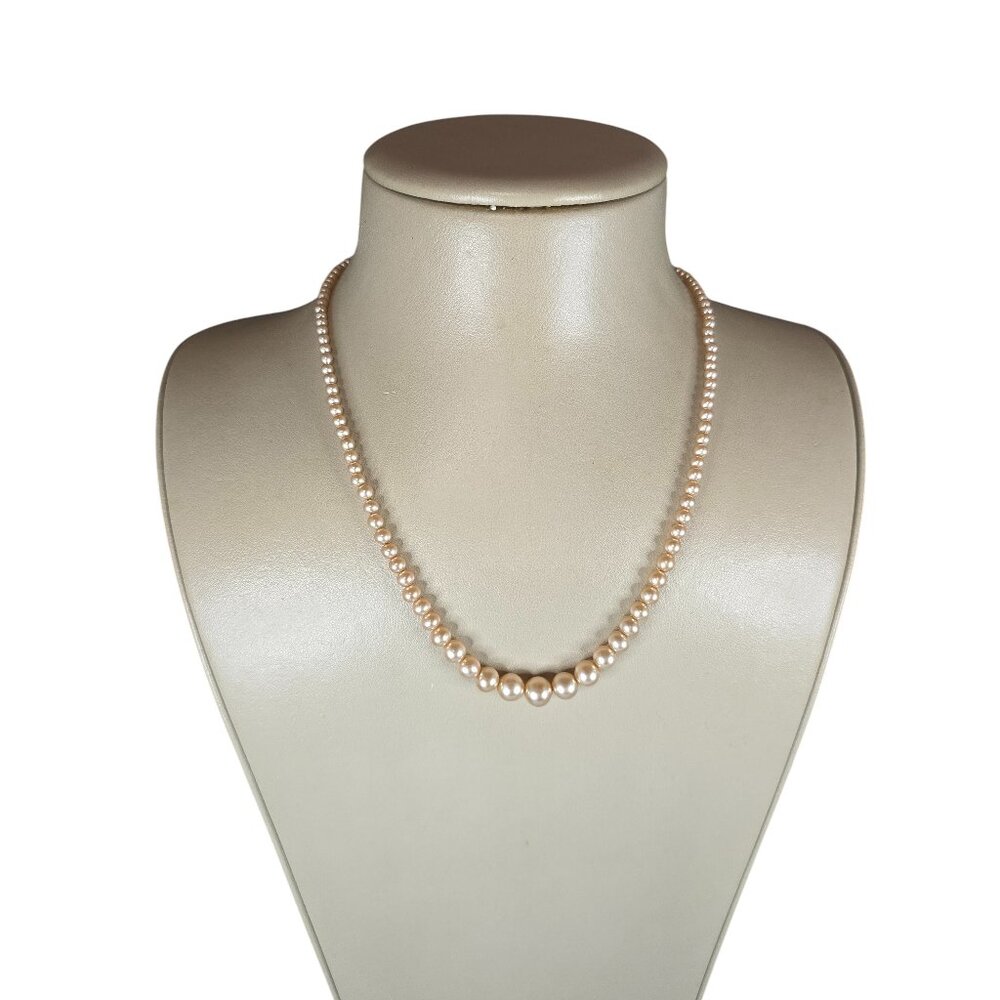Vintage Women's Dainty Graduated Coffee Pearl Necklace